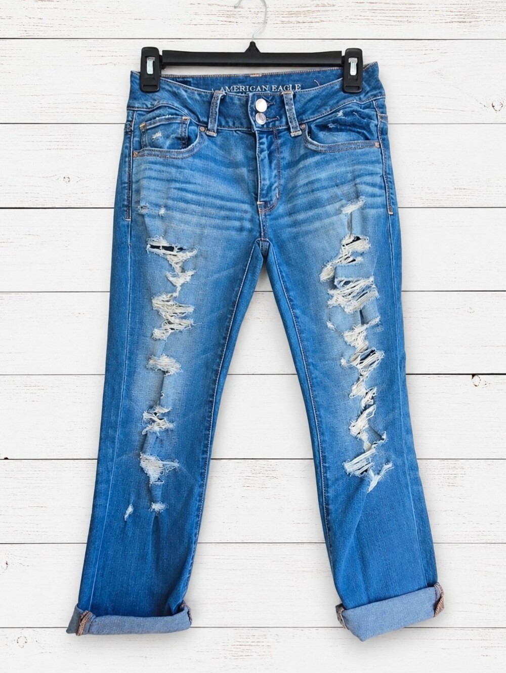 American Eagle Outfitters Distressed Artist Crop Jeans Size 4